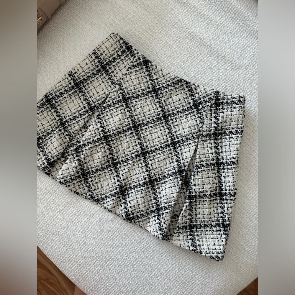 ZARA black white pleated skirt